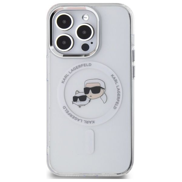 Other Phone Accessory Karl Lagerfeld Karl Lagerfeld IML Metal Karl & Choupette Head MagSafe Case for iPhone 14 Pro Max - White