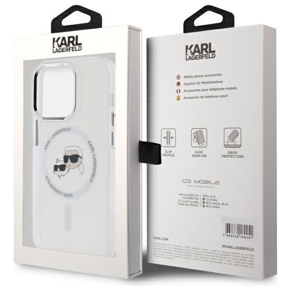 Other Phone Accessory Karl Lagerfeld Karl Lagerfeld IML Metal Karl & Choupette Head MagSafe Case for iPhone 14 Pro Max - White