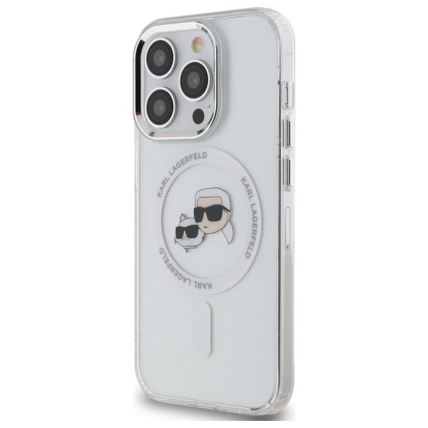 Other Phone Accessory Karl Lagerfeld Karl Lagerfeld IML Metal Karl & Choupette Head MagSafe Case for iPhone 14 Pro Max - White