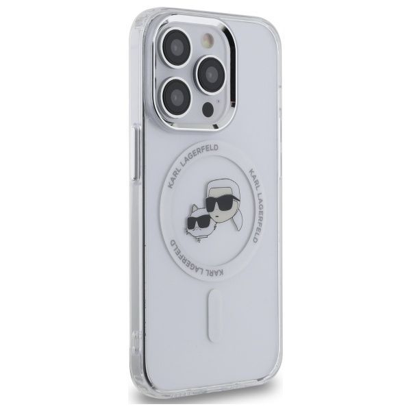 Other Phone Accessory Karl Lagerfeld Karl Lagerfeld IML Metal Karl & Choupette Head MagSafe Case for iPhone 14 Pro Max - White