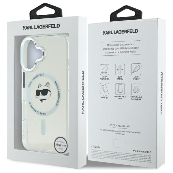 Other Phone Accessory Karl Lagerfeld Karl Lagerfeld IML Metal Choupette Head MagSafe case for iPhone 16 Plus - white