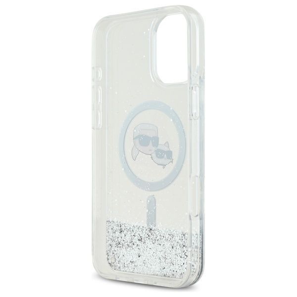 Other Phone Accessory Karl Lagerfeld Karl Lagerfeld Liquid Glitter Karl & Choupette Head Magsafe iPhone 16 Plus Case - Clear