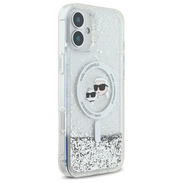 Other Phone Accessory Karl Lagerfeld Karl Lagerfeld Liquid Glitter Karl & Choupette Head Magsafe iPhone 16 Plus Case - Clear