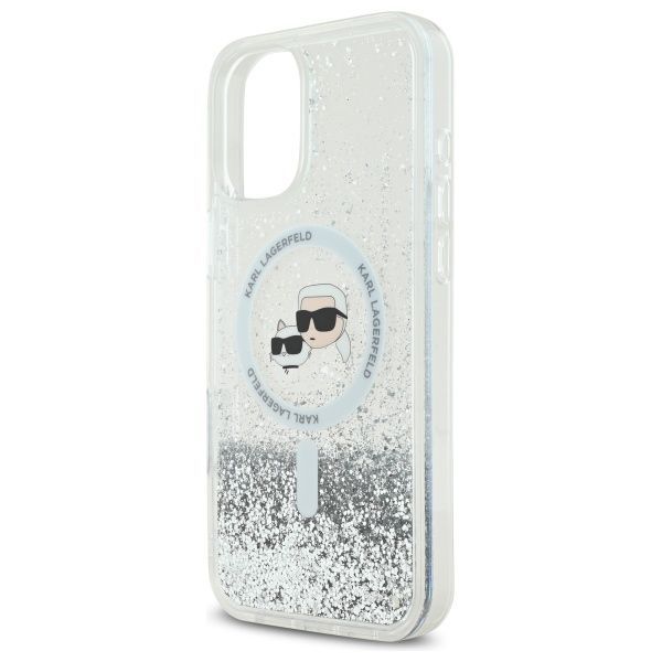 Other Phone Accessory Karl Lagerfeld Karl Lagerfeld Liquid Glitter Karl & Choupette Head Magsafe iPhone 16 Plus Case - Clear