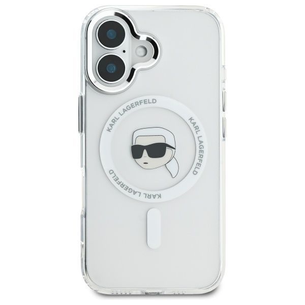Other Phone Accessory Karl Lagerfeld Karl Lagerfeld IML Metal Karl Head MagSafe iPhone 16 Case - White