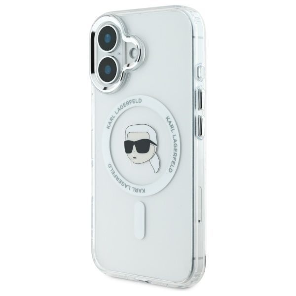 Other Phone Accessory Karl Lagerfeld Karl Lagerfeld IML Metal Karl Head MagSafe iPhone 16 Case - White