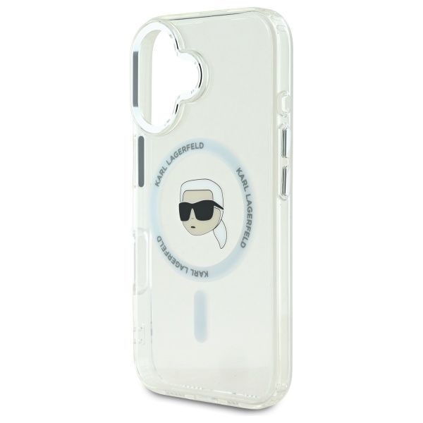 Other Phone Accessory Karl Lagerfeld Karl Lagerfeld IML Metal Karl Head MagSafe iPhone 16 Case - White