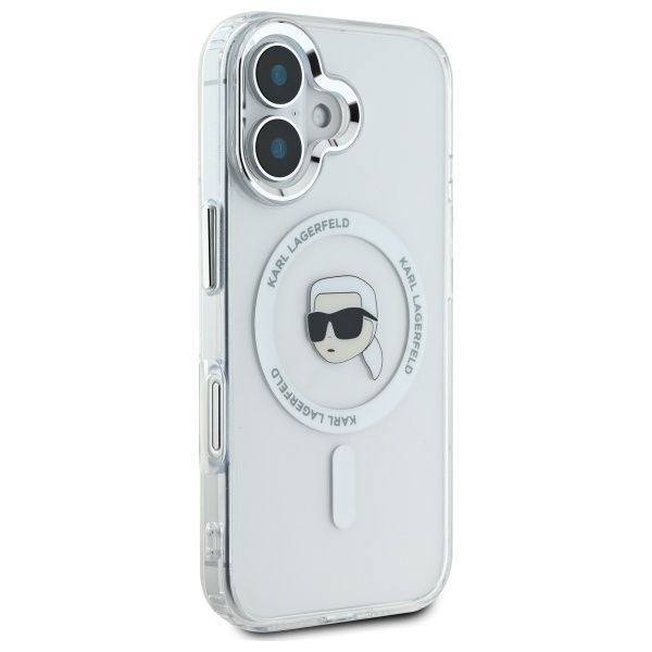 Other Phone Accessory Karl Lagerfeld Karl Lagerfeld IML Metal Karl Head MagSafe iPhone 16 Case - White