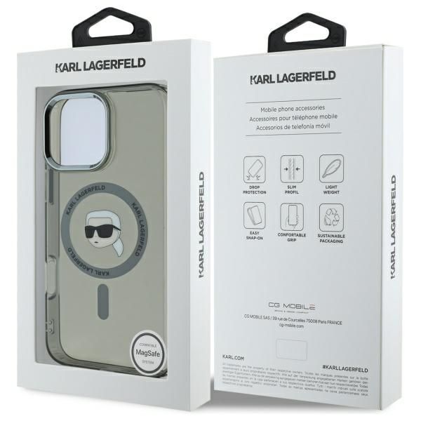 Other Phone Accessory Karl Lagerfeld Karl Lagerfeld IML Metal Karl Head MagSafe Case for iPhone 16 Pro Max - Black