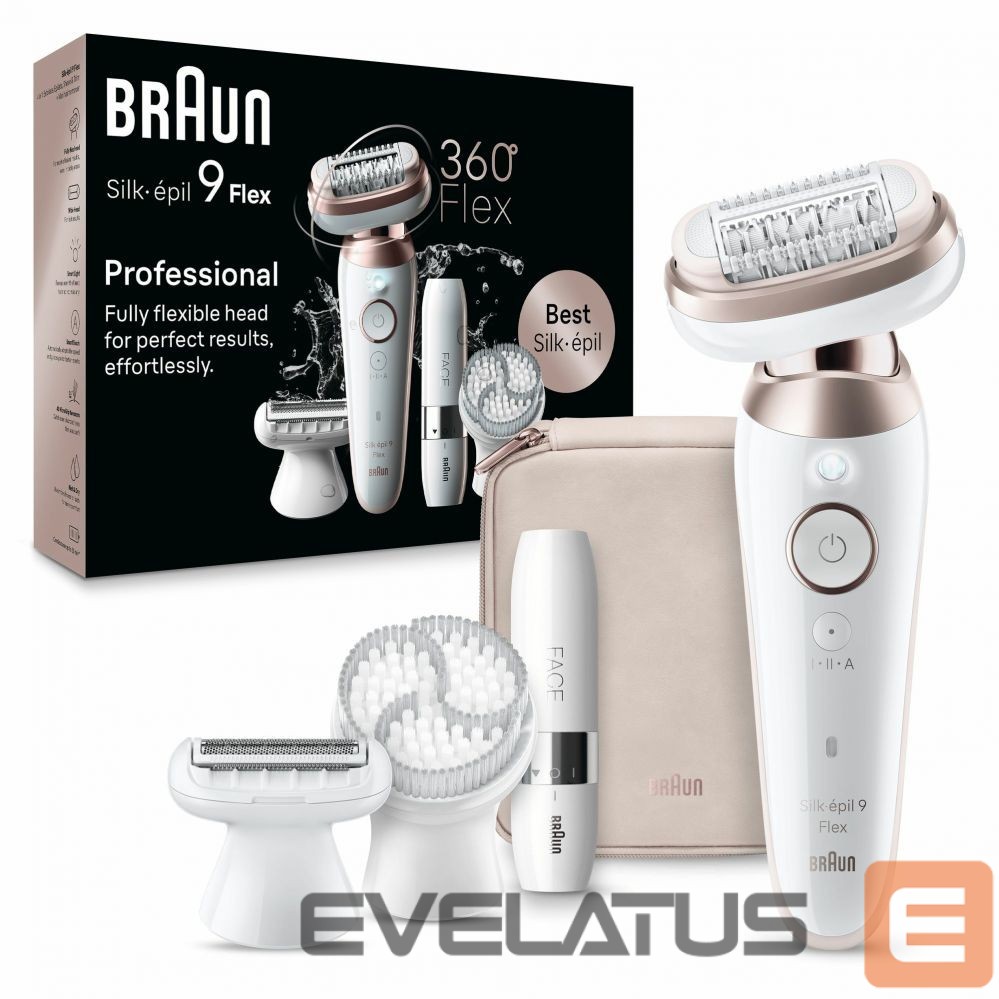 Epilator Braun SES9-360 Silk épil 9 Flex 3D, White/Rose |