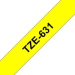 Tarvikud ja tarvikud Brother  TZe-631 Laminated Tape Black on Yellow, TZe, 8 m, 1.2 cm 