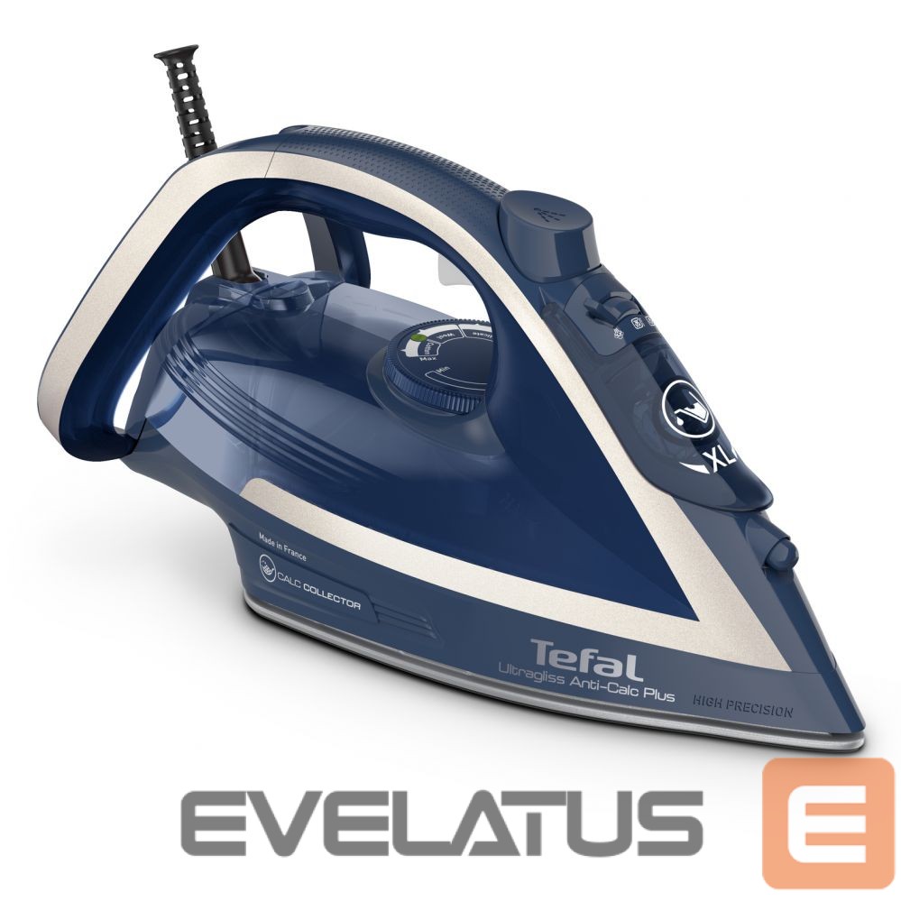 Iron TEFAL Steam Iron FV6830E0 2800 W, Water tank capacity 270 ml, Continuous steam 50 g/min, Silver/Blue