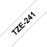 Aksesuāri un izejmateriāli Brother  TZ-241 Laminated Tape Black on White, TZe, 8 m, 1.8 cm 