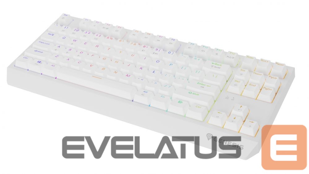 Arvuti klaviatuur Genesis THOR 230 | Mechanical Gaming Keyboard | Wireless | US | White | 2.4 GHz, Bluetooth, USB | Outemu Red