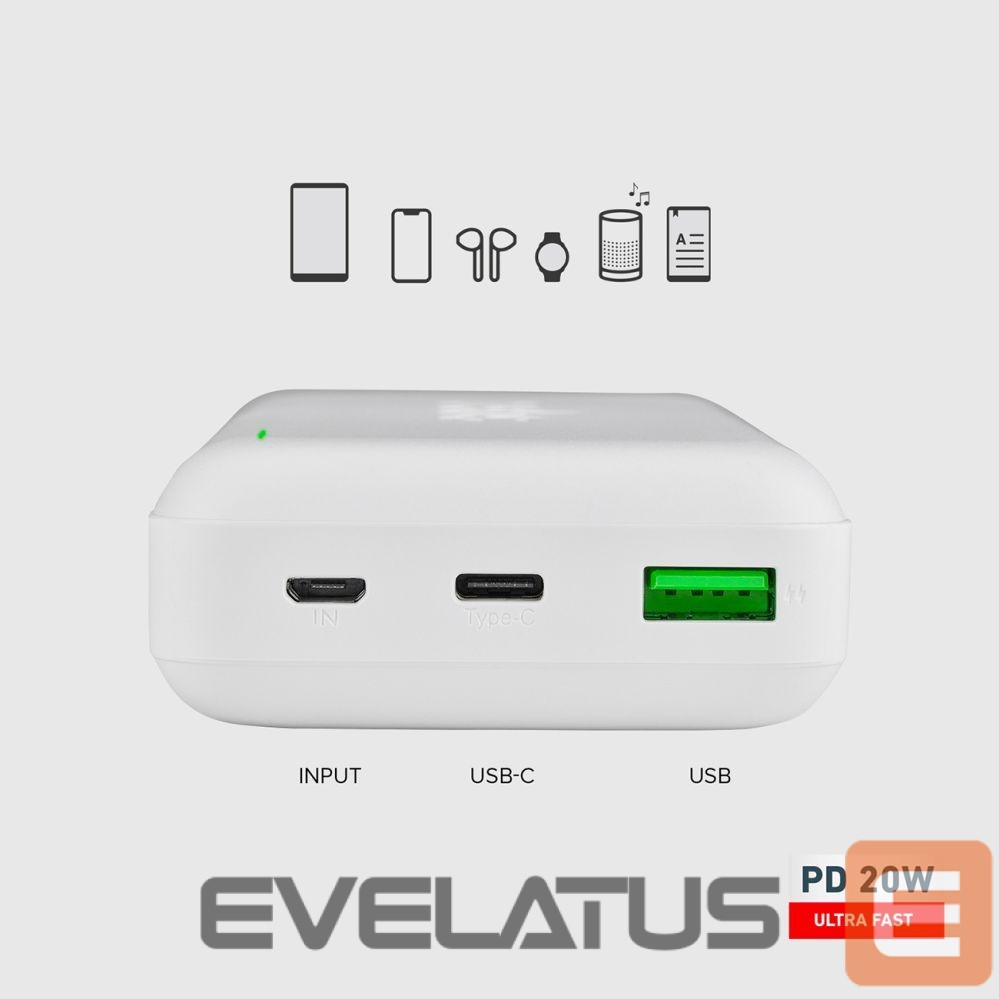 Power bank SBS Powerbank SBS TTBB20000PD20W 20000 mAh 20W Power Delivery with MicroUSB, USB-C, USB-A - white