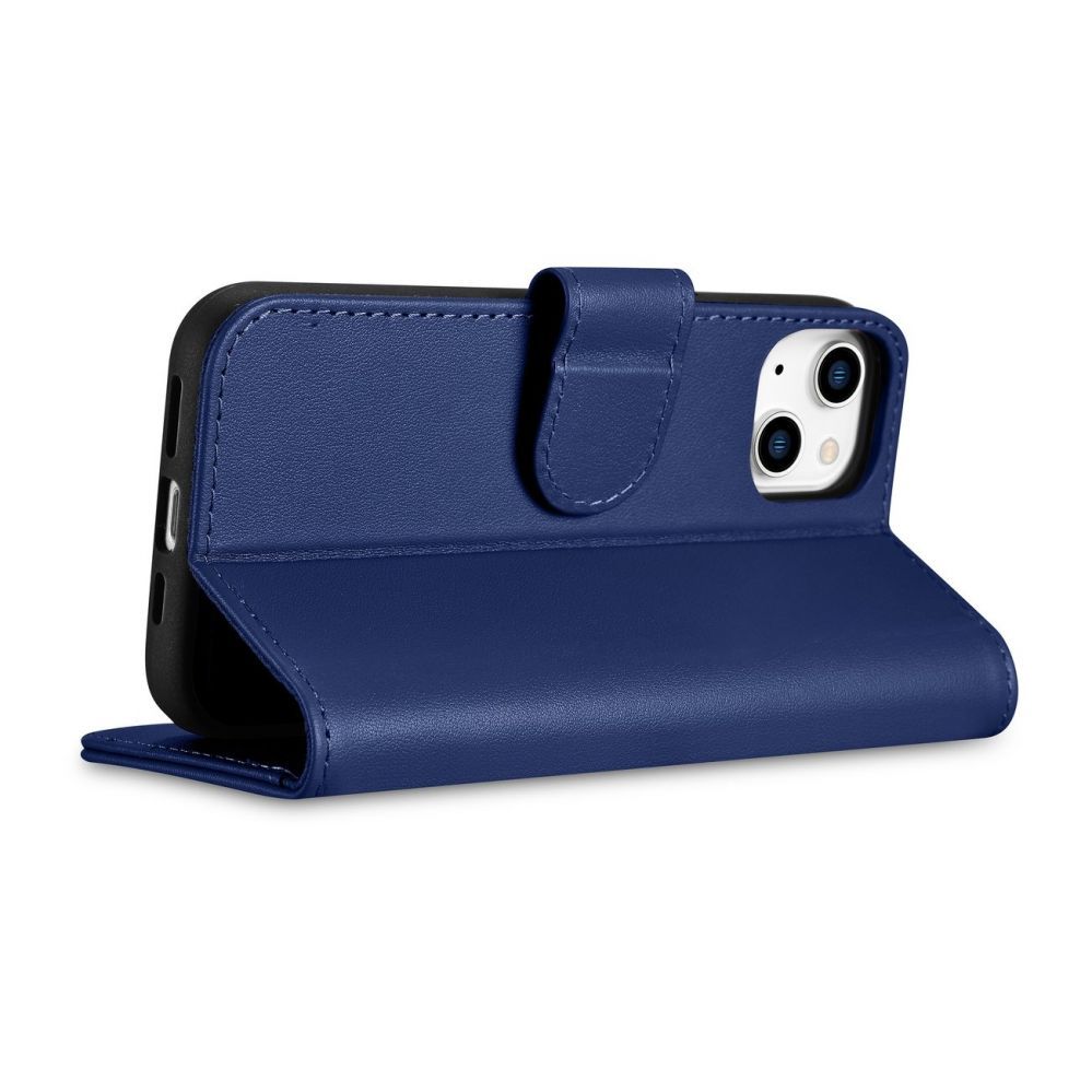 Tagakaaned iCarer iCarer Wallet Case 2in1 Case iPhone 14 Anti-RFID Leather Flip Case Blue (WMI14220725-BU)