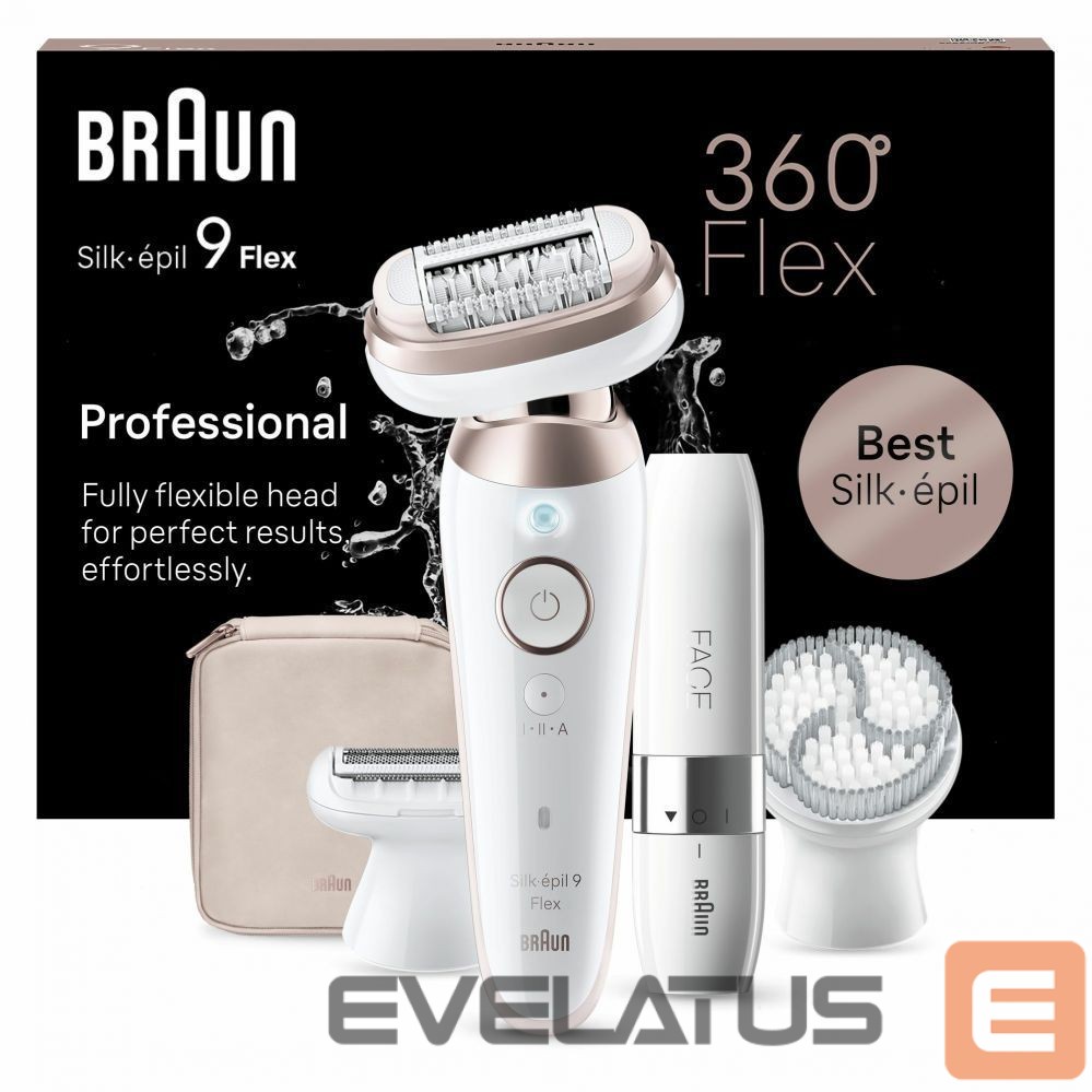 Epilator Braun SES9-360 Silk épil 9 Flex 3D, White/Rose |
