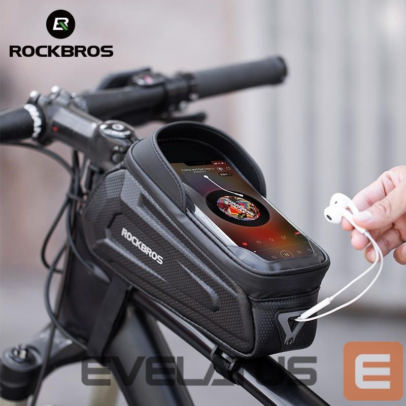 Bicycle accessory Rockbros Rockbros B68 bicycle bag for armored frame with phone pocket and cover 1.7l - black