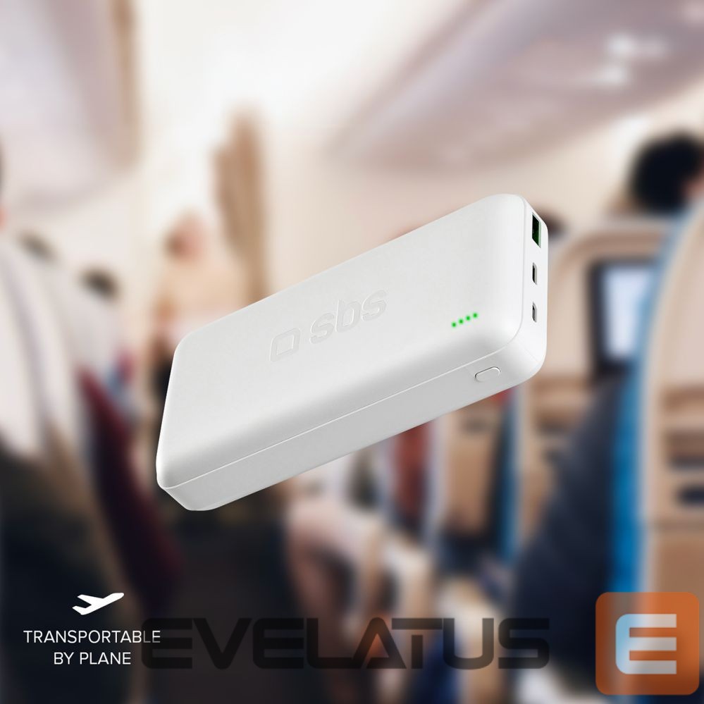Power bank SBS Powerbank SBS TTBB20000PD20W 20000 mAh 20W Power Delivery with MicroUSB, USB-C, USB-A - white