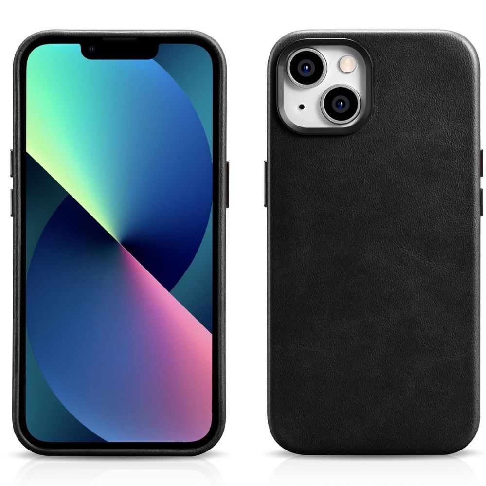 Tagakaaned iCarer iCarer Oil Wax Premium Leather Case iPhone 14 Plus Magnetic Leather Case with MagSafe Black (WMI14220703-BK)