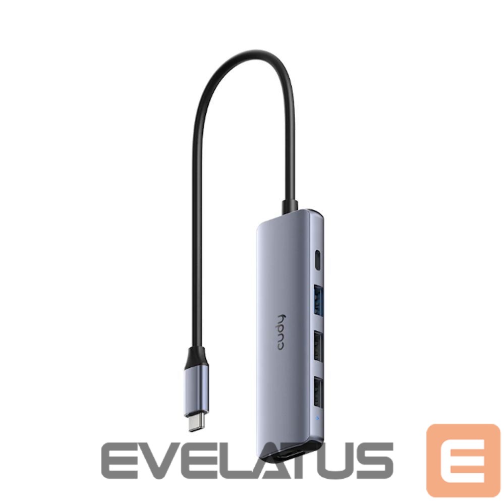 Ruuterid Cudy UH405 PortMate USB-C 5-in-1 Hub 4K HDMI USB-C PD USB-A 3.0 2.0 Aluminum Grey