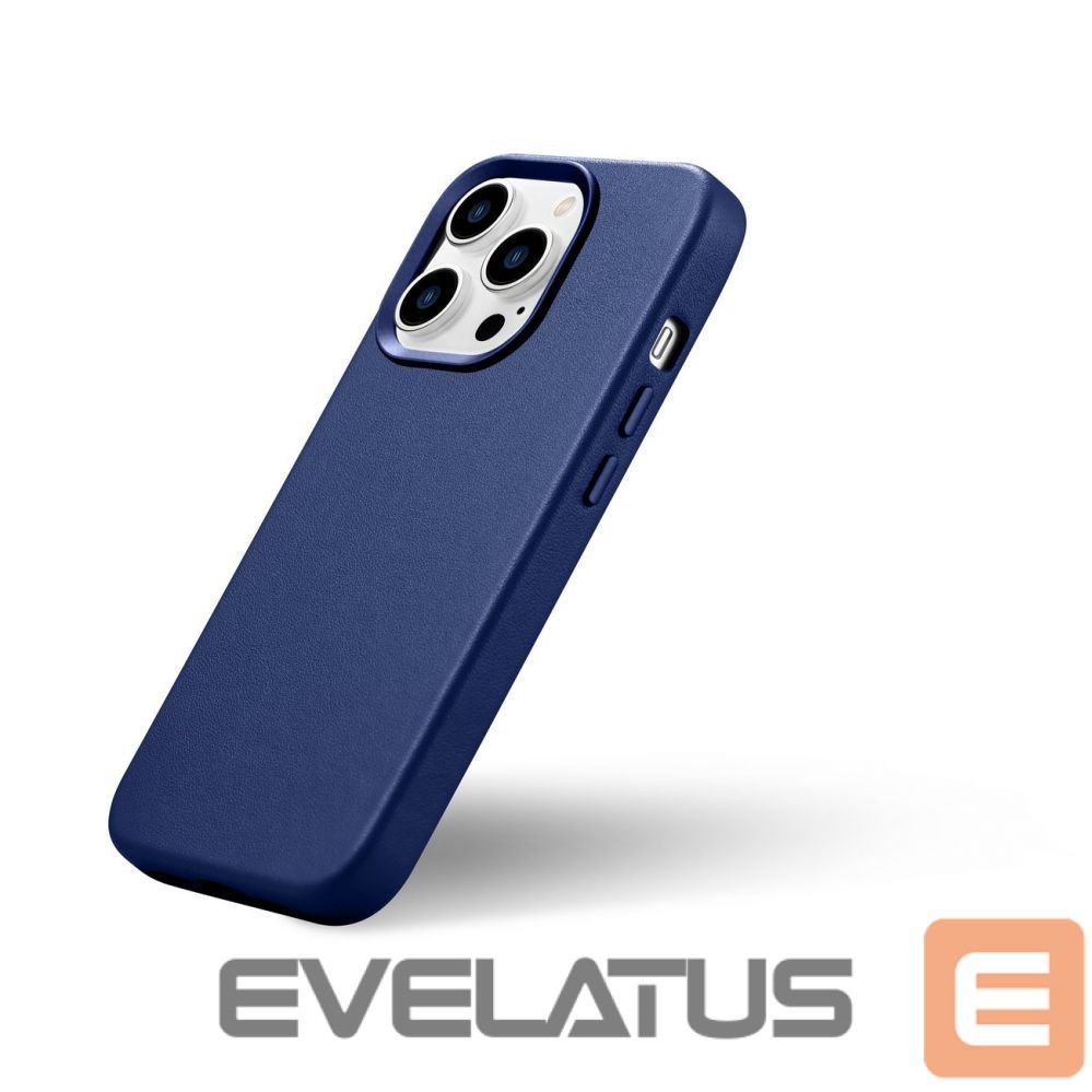 Aizmugurējais vāciņš iCarer iCarer Case Leather Cover Genuine Leather Case for iPhone 14 Pro Max blue (WMI14220708-BU) (MagSafe compatible)