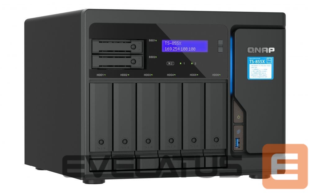 Flash drive QNAP 8-Bay desktop NAS TS-855X-8G C5125 8-core, Processor frequency 2.8 GHz, 8 GB, 1x USB 2.0 port, 3x USB 3.2 Gen 1, 2.5 Gigabit Ethernet (2.5G/1G/100M) 2 (2.5G/1G/100M/10M), 10 Gigabit Ethernet 1 x 10GBASE-T