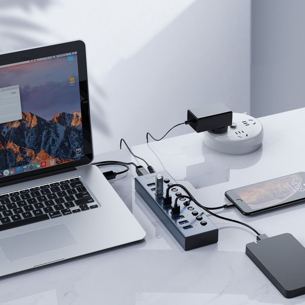 Üleminek Orico Orico BT2U3-13AB Hub 13x USB-A 3.0 with switches - gray