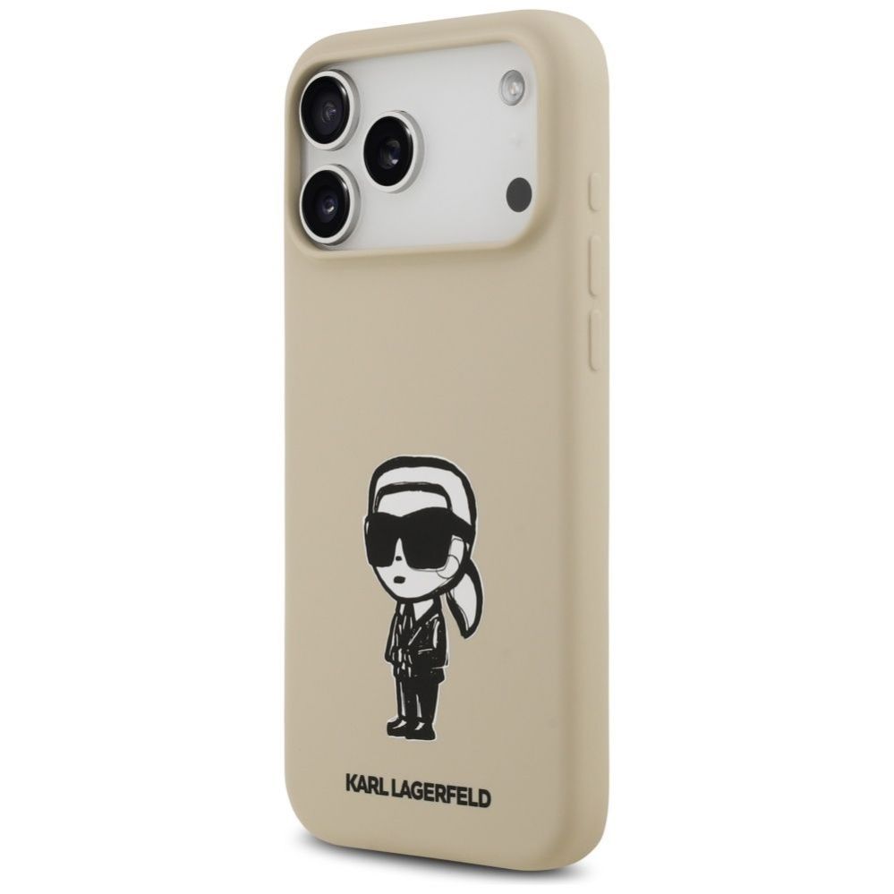 Tagakaaned Karl Lagerfeld Apple iPhone 17 Pro Max MagSafe case compatible Silicone W/ KL Sketch & Logo Brown
