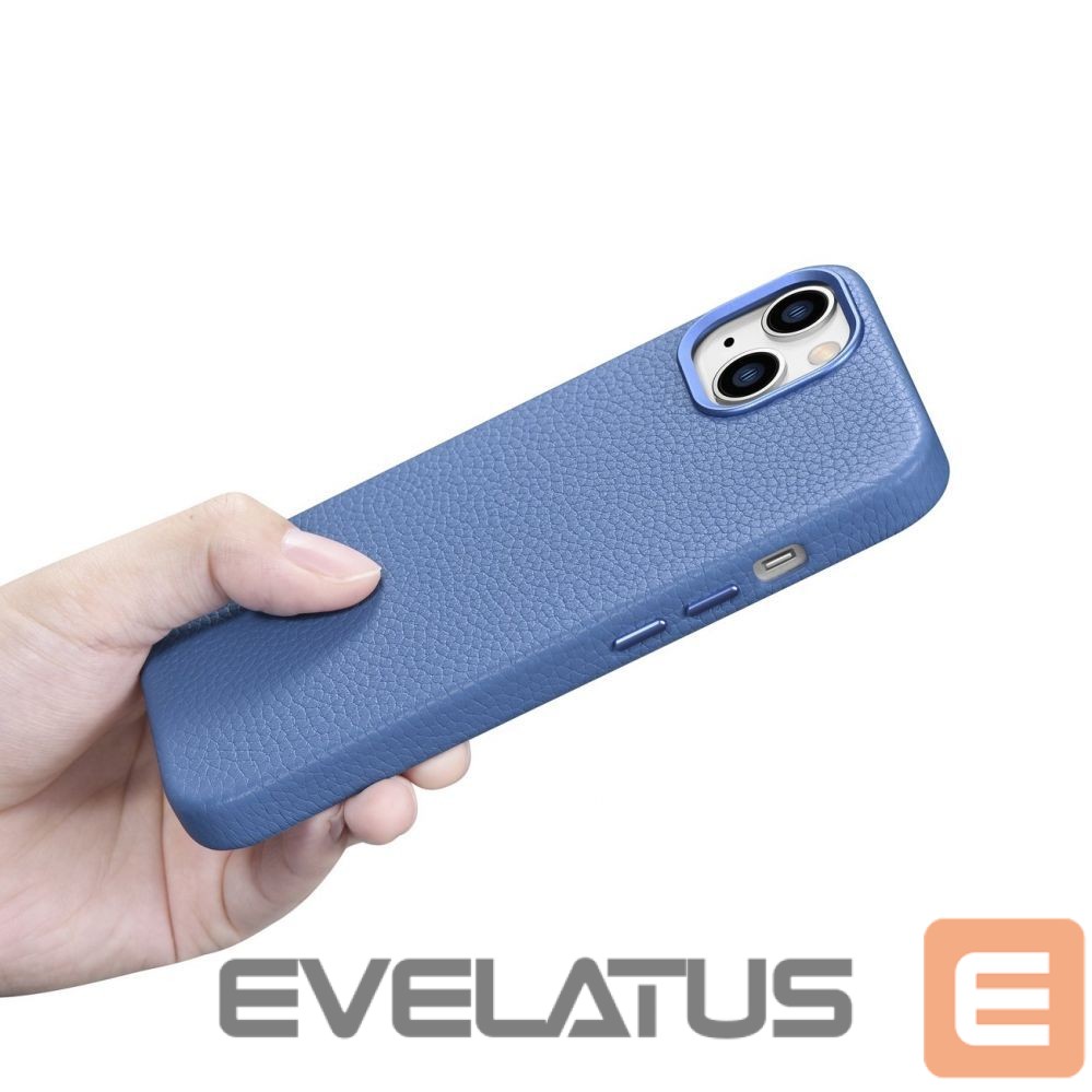 Tagakaaned iCarer iCarer Litchi Premium Leather Case iPhone 14 Plus Magnetic Leather Case with MagSafe Light Blue (WMI14220711-LB)