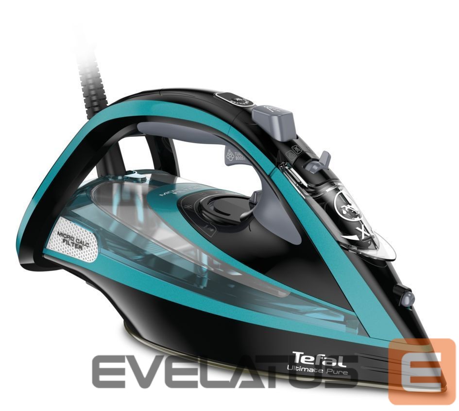 Triikrauad TEFAL | Ultimate Pure FV9844E0 | Steam Iron | 3200 W | Water tank capacity 350 ml | Continuous steam 60 g/min | Steam boost performance 250 g/min | Blue/Black