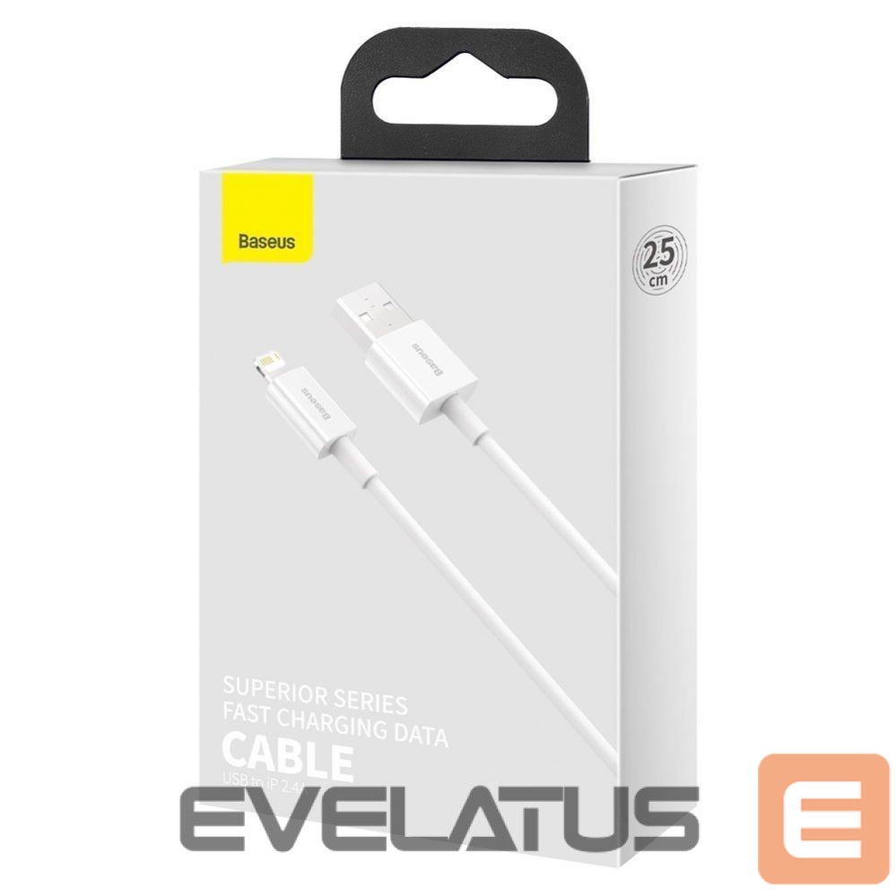 Kabelis Baseus Baseus Superior USB - Lightning cable 2.4A 0.25 m White (CALYS-02)