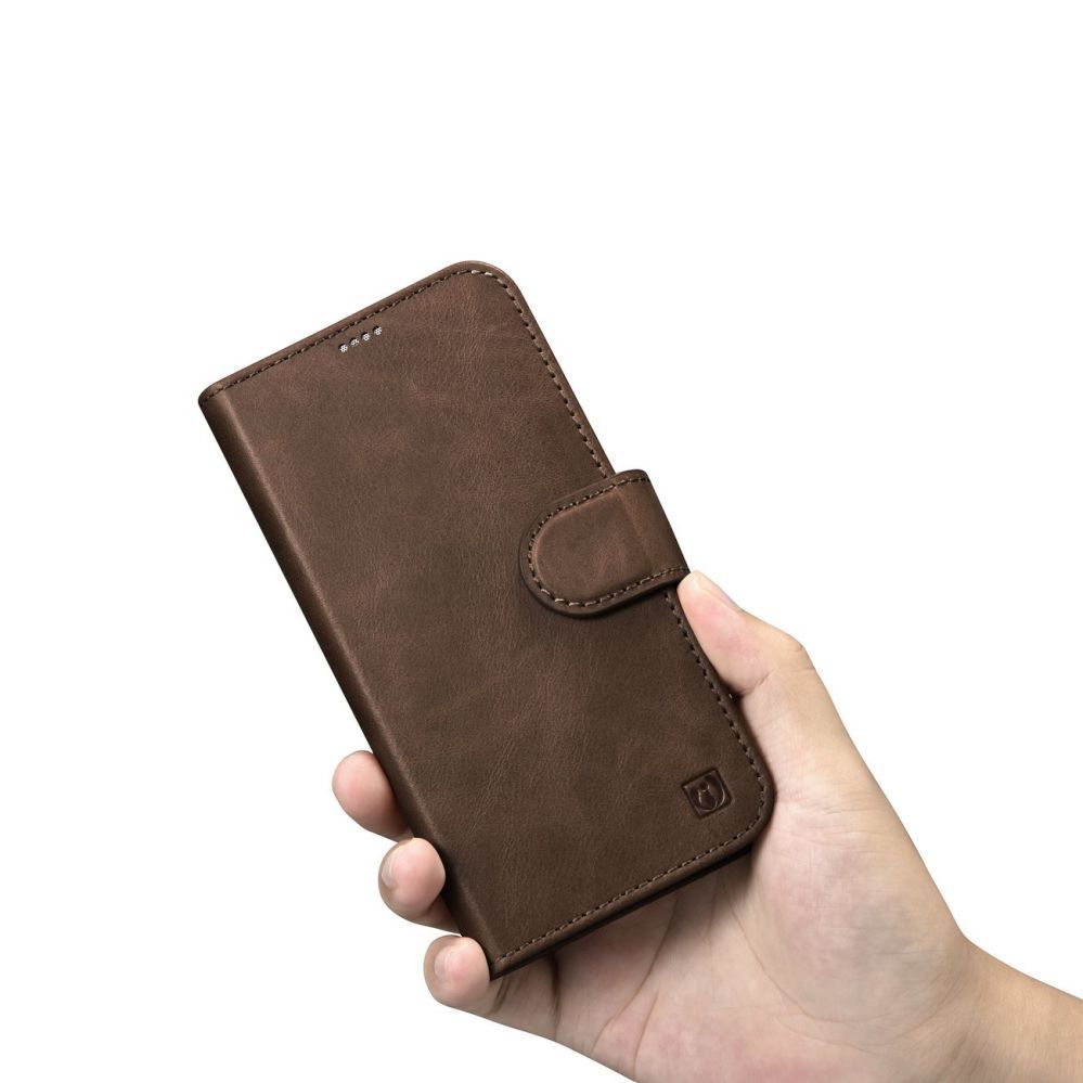 Tagakaaned iCarer iCarer Oil Wax Wallet Case 2in1 Cover iPhone 14 Pro Anti-RFID Leather Flip Case Brown (WMI14220722-BN)