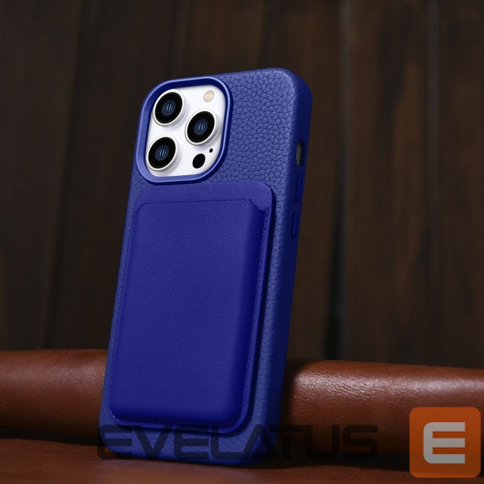 Tagakaaned iCarer iCarer Litchi Premium Leather Case iPhone 14 Pro Magnetic Leather Case with MagSafe Dark Blue (WMI14220710-DB)