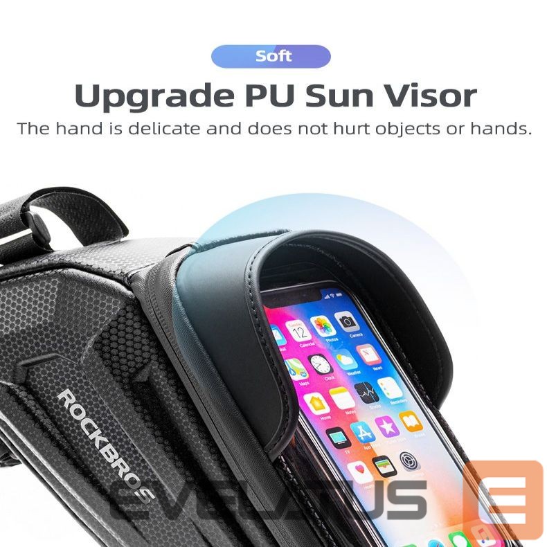 Bicycle accessory Rockbros Rockbros B68 bicycle bag for armored frame with phone pocket and cover 1.7l - black