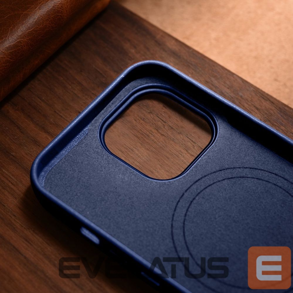 Aizmugurējais vāciņš iCarer iCarer Case Leather Cover Genuine Leather Case for iPhone 14 Pro Max blue (WMI14220708-BU) (MagSafe compatible)