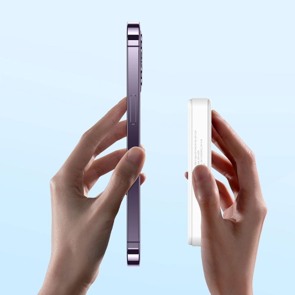 Väline aku Wozinsky Powerbank Wozinsky WLWP-10KA0Y3WS 22.5W PD Qi2 10000 mAh, with stand, 1x USB-A, 1x USB-C - white