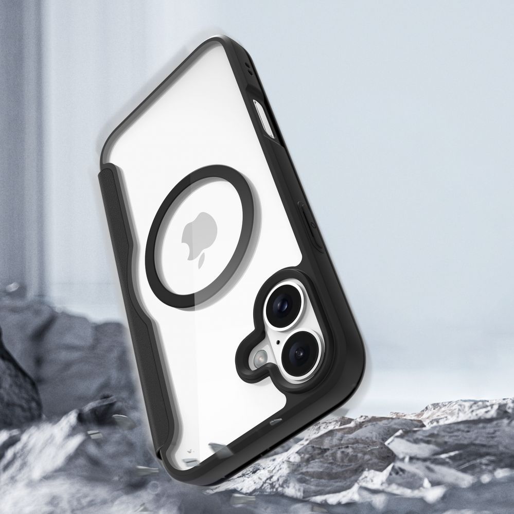 Tagakaaned Dux Ducis Dux Ducis Skin X Pro iPhone 16 Case with MagSafe and Flip Cover - Black