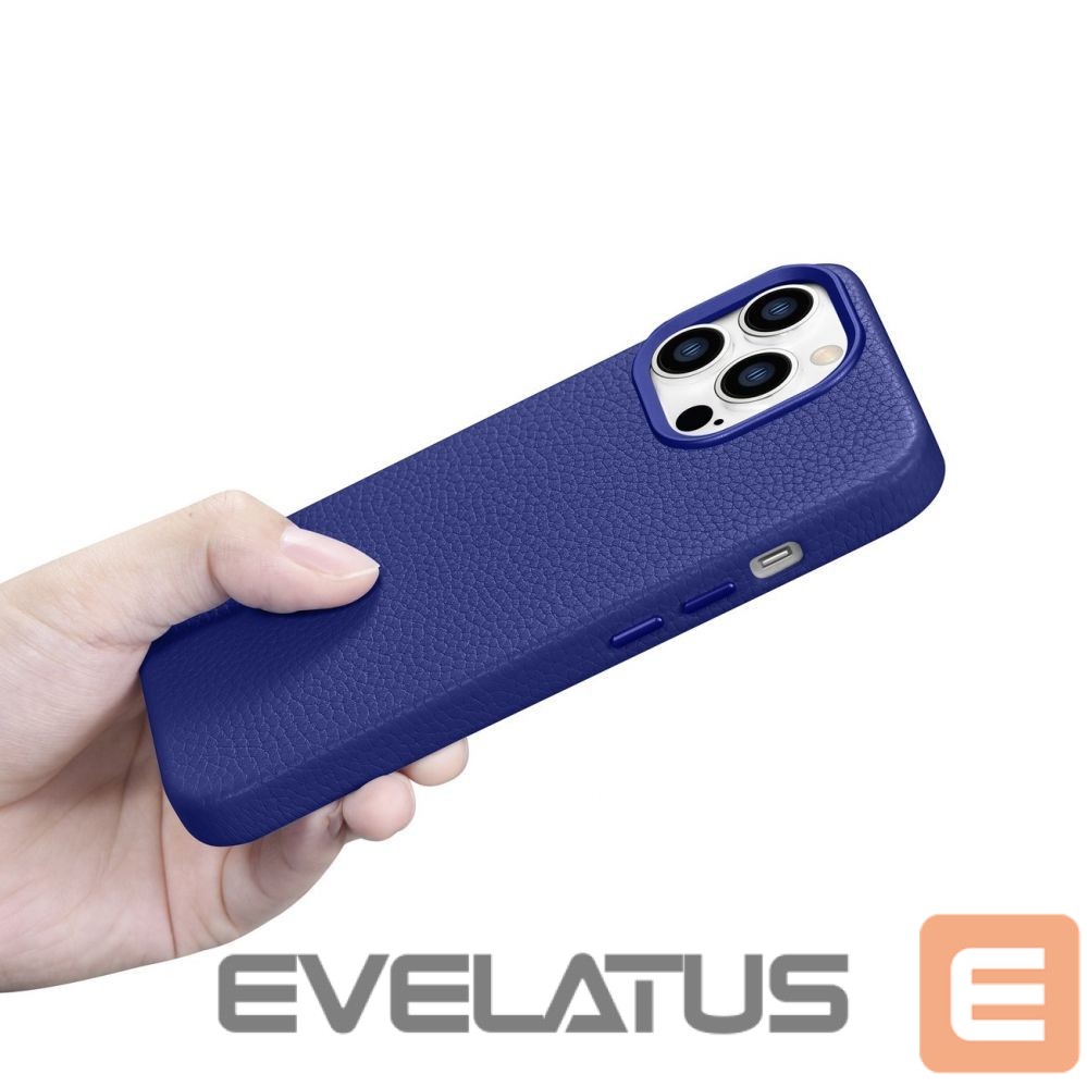 Tagakaaned iCarer iCarer Litchi Premium Leather Case iPhone 14 Pro Magnetic Leather Case with MagSafe Dark Blue (WMI14220710-DB)