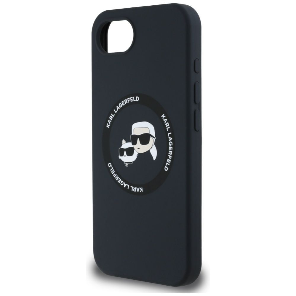 Aizmugurējais vāciņš Karl Lagerfeld Karl Lagerfeld Liquid Silicone Karl & Choupette Heads Case with MagSafe for iPhone 16e - Black