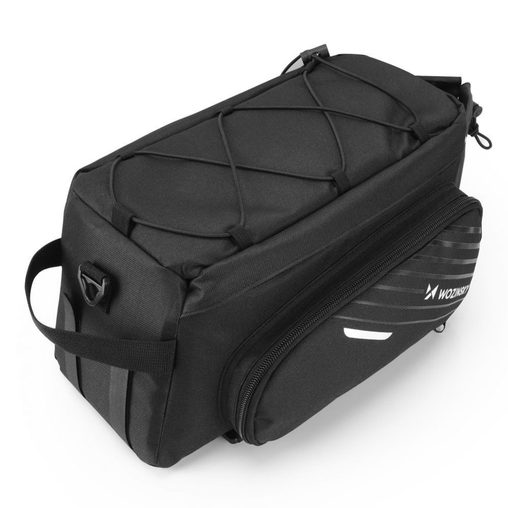 Piederums velosipēdiem Wozinsky Wozinsky bike carrier bag with 9l shoulder strap (rain cover included) black (WBB22BK)