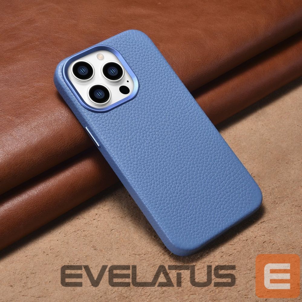 Tagakaaned iCarer iCarer Litchi Premium Leather Case iPhone 14 Pro Magnetic Leather Case with MagSafe Light Blue (WMI14220710-LB)