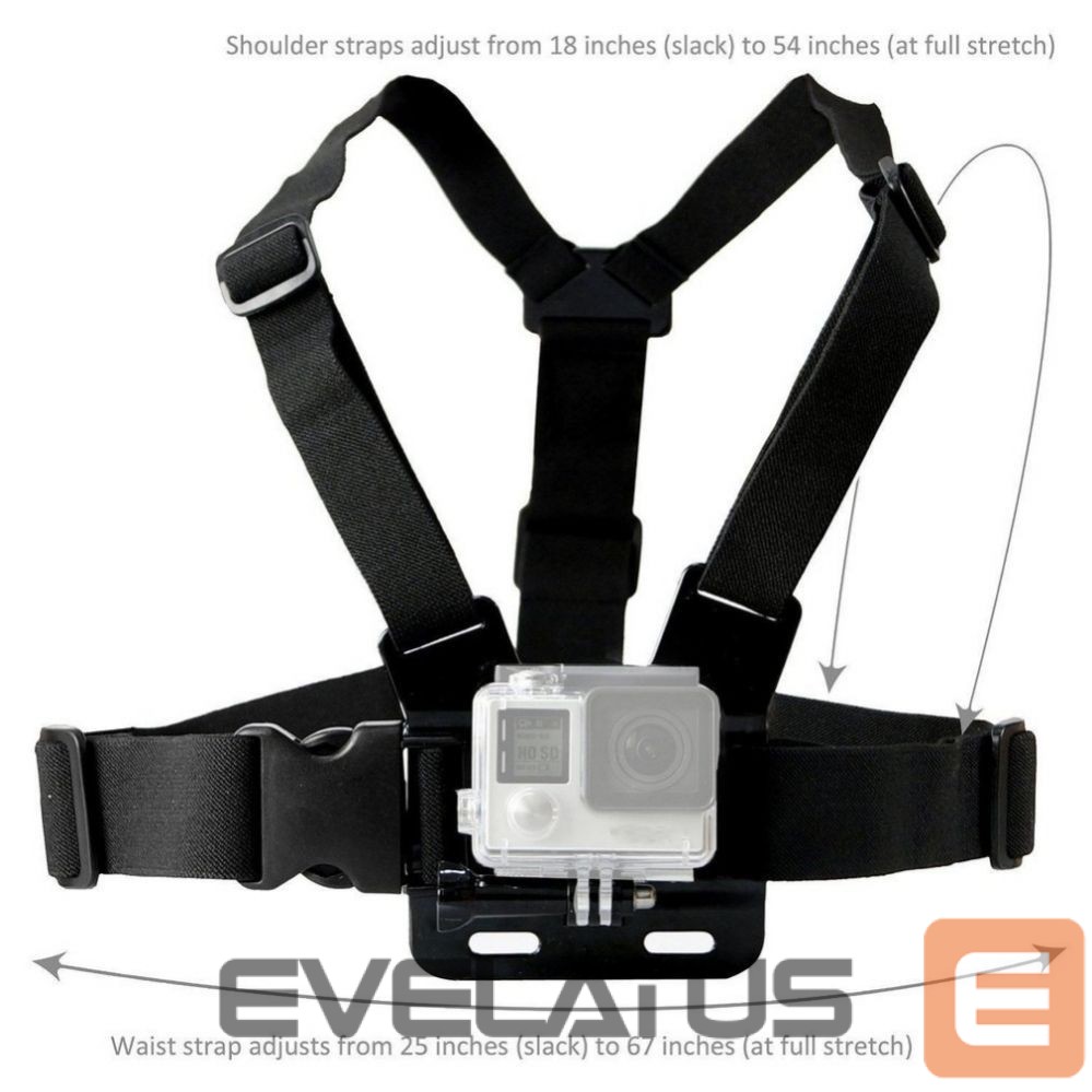 Camera accessory Hurtel Adjustable harness for a sports camera with a rotating tripod and a phone stand