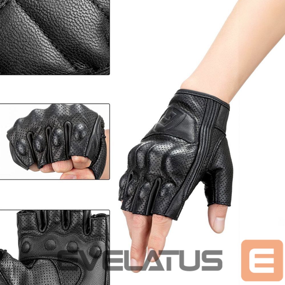 Bicycle accessory Rockbros Rockbros 16220006004 XL leather motorcycle gloves - black