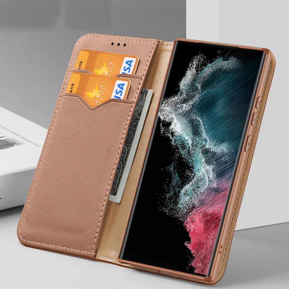 Tagakaaned Dux Ducis Dux Ducis Hivo case Samsung Galaxy S23+ flip cover wallet stand RFID blocking brown