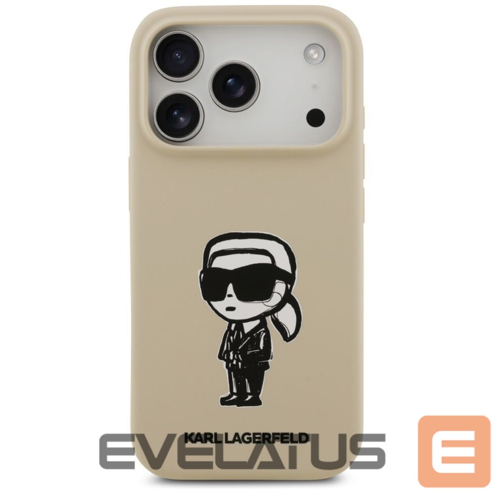 Tagakaaned Karl Lagerfeld Apple KARL LAGERFELD case for IPHONE 17 Pro compatible with MagSafe KLHMP17LSKIGROW (Silicone W/ KL Sketch & Logo) brown Brown