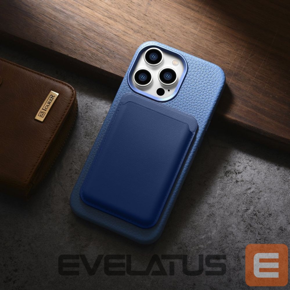 Tagakaaned iCarer iCarer Litchi Premium Leather Case iPhone 14 Pro Magnetic Leather Case with MagSafe Light Blue (WMI14220710-LB)