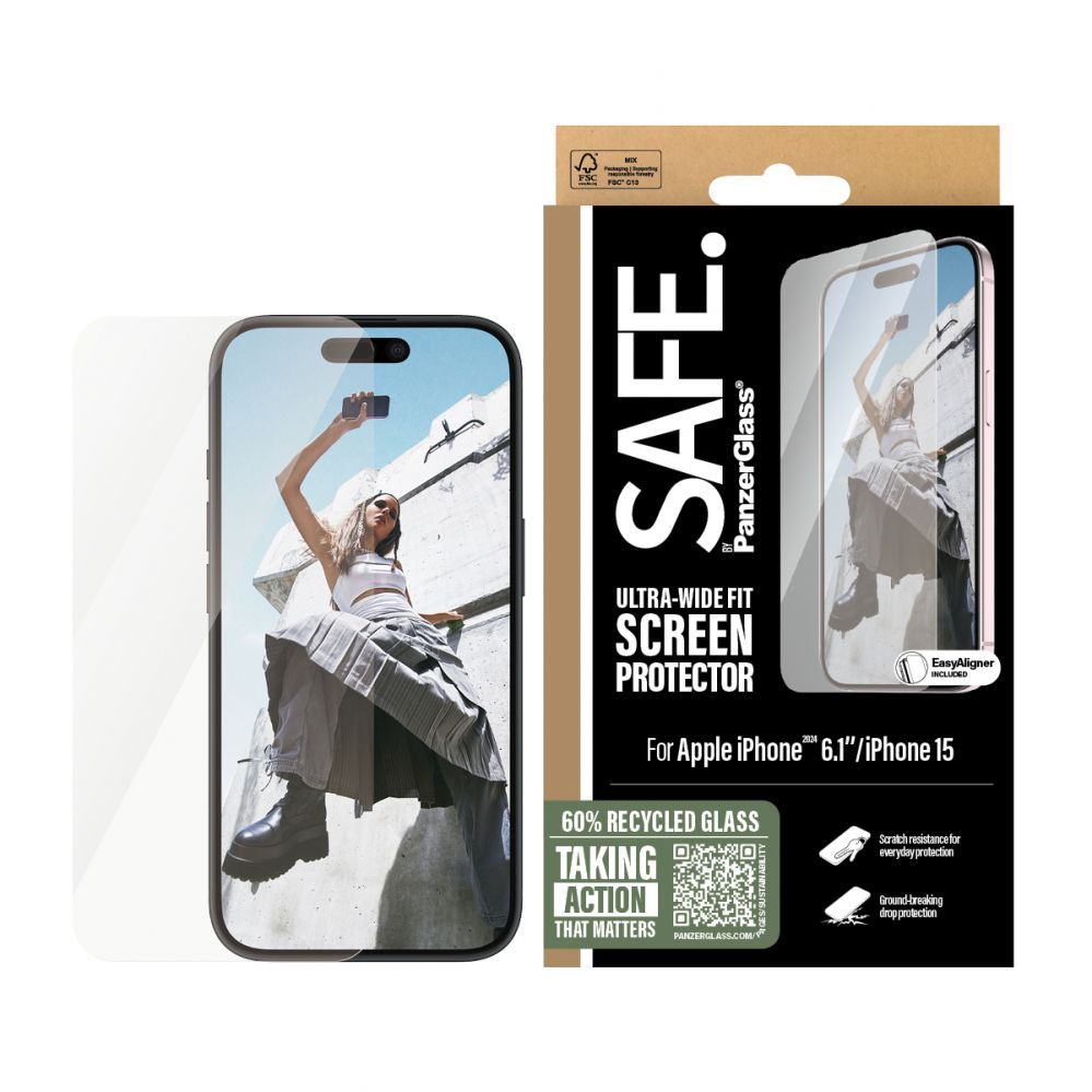 Back panel cover PanzerGlass SAFE by Screen Protector iPhone 16 | Ultra-Wide Fit |