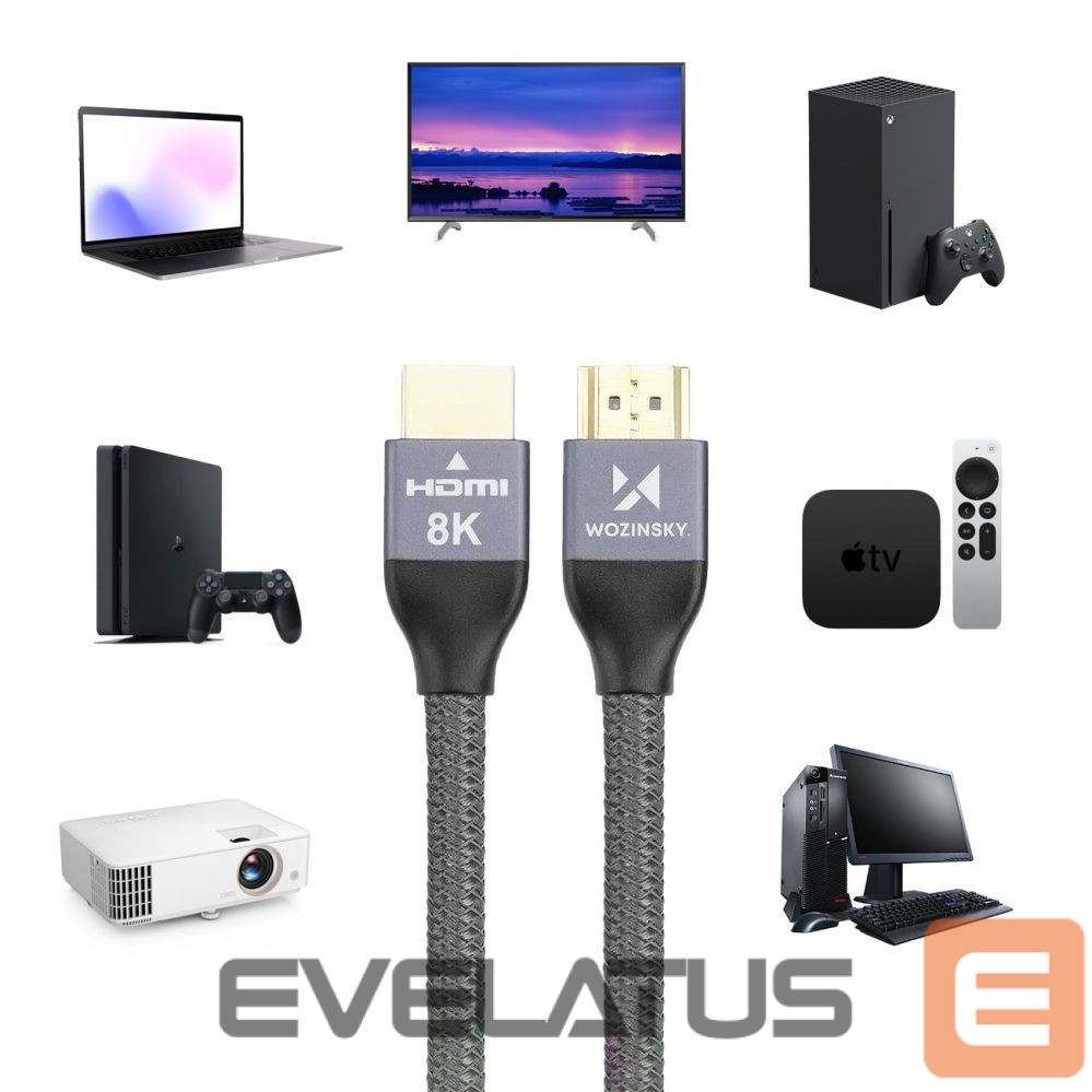 Kaabel Wozinsky Wozinsky cable HDMI 2.1 8K 60 Hz 48 Gbps / 4K 120 Hz / 2K 144 Hz 5 m Silver (WHDMI-50)