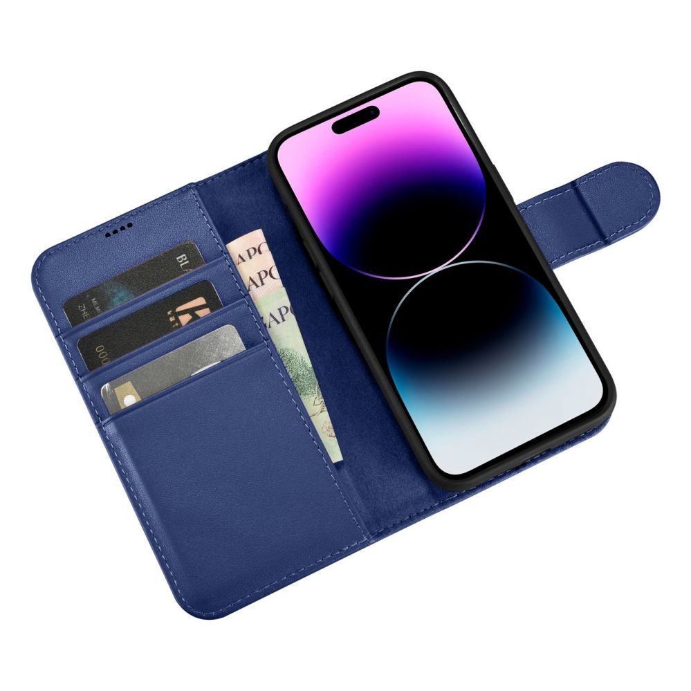 Tagakaaned iCarer iCarer Wallet Case 2in1 Cover iPhone 14 Pro Leather Flip Case Anti-RFID blue (WMI14220726-BU)